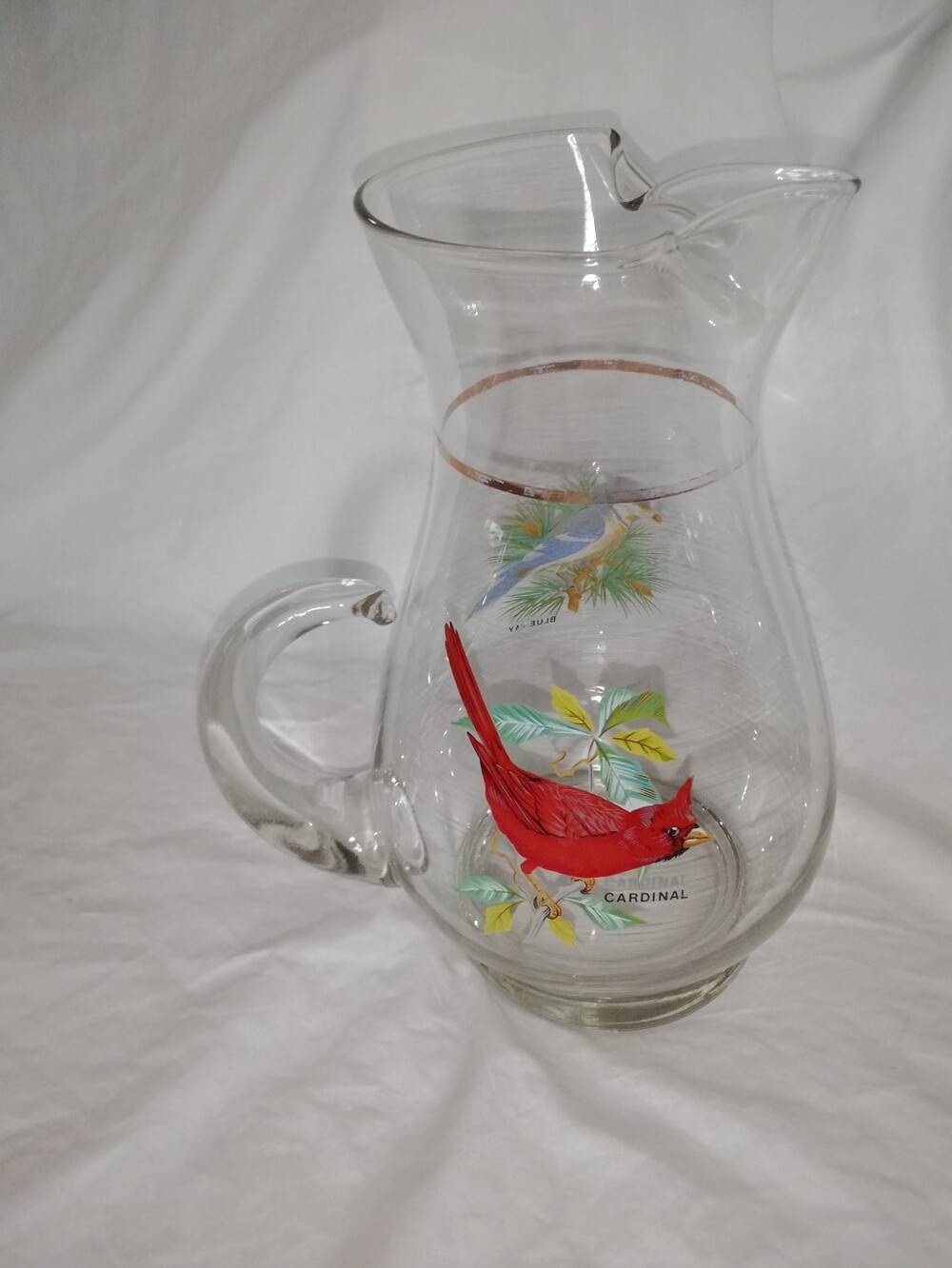 Vintage West Virginia Glass Songbird Lemonade Pitcher 10" Tall Collectible